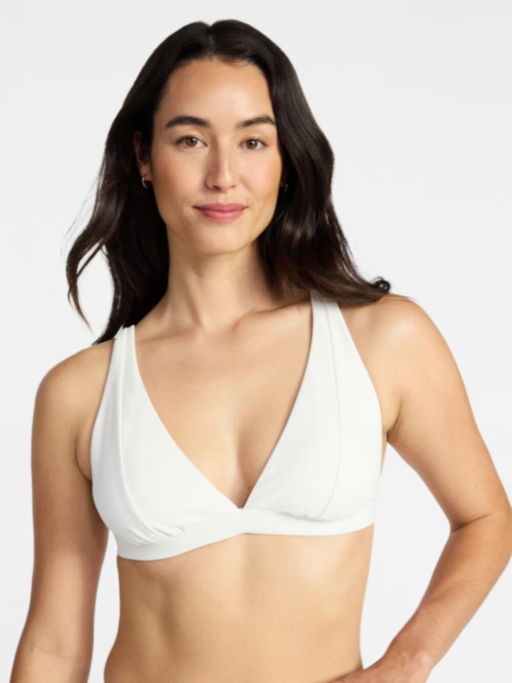 NEW Time and Tru Women's Ribbed Triangle White XS (0/2) Bikini Top